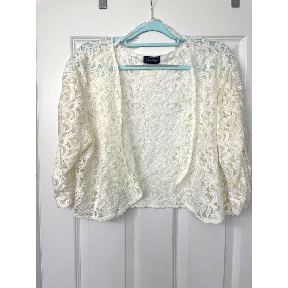 Women's Ivory Lace Sweater Cardigan Sz 3X